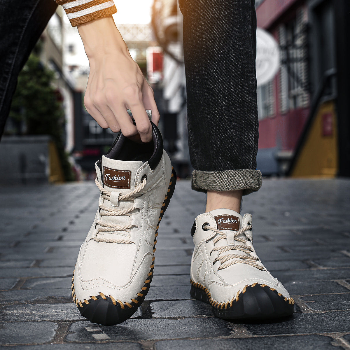 🔥Letzter Tag Verkauf🐂 Freizeitschuhe für Herren aus australischem Kalbsleder👞Handgenäht für einfaches An- und Ausziehen✅ Fußgewölbeunterstützung zur Schmerzlinderung