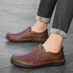 🐂Freizeitschuhe aus Kalbsleder für Herren👞Slip-On-Design, einfach an- und auszuziehen, handgenäht ✅Schmerzlinderung – Fußgewölbeunterstützung, bequemes Gehen