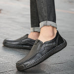 🐂Freizeitschuhe aus Kalbsleder für Herren👞Slip-On-Design, einfach an- und auszuziehen, handgenäht ✅Schmerzlinderung – Fußgewölbeunterstützung, bequemes Gehen