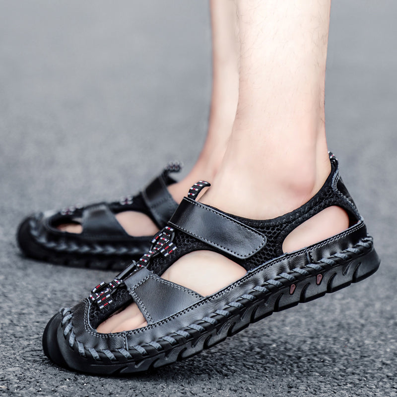 🔥On This Week Sale 70% OFF🔥Mens Casual Comfy Leather Slip On Sandals, Comfy Orthopedic Walking Shoes