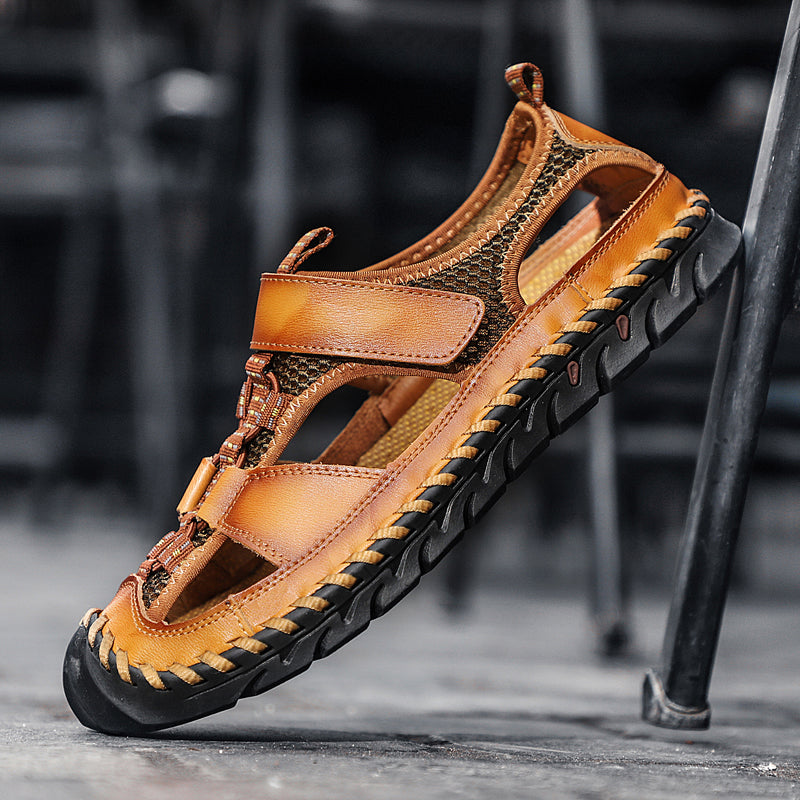 🔥On This Week Sale 70% OFF🔥Mens Casual Comfy Leather Slip On Sandals, Comfy Orthopedic Walking Shoes