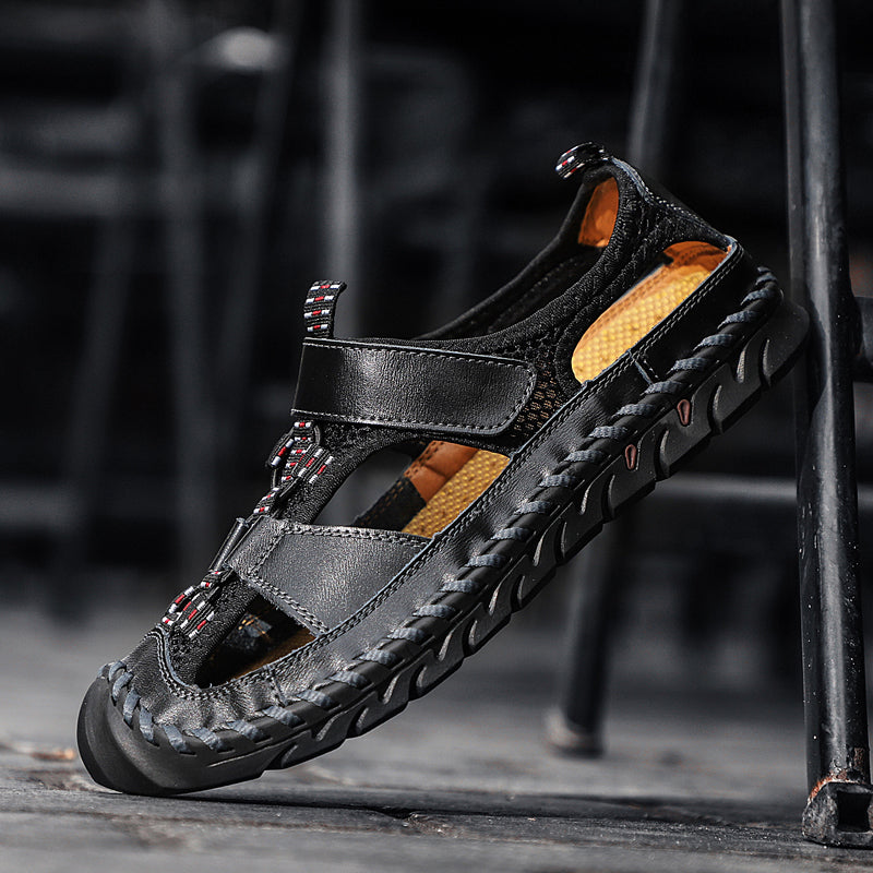 🔥On This Week Sale 70% OFF🔥Mens Casual Comfy Leather Slip On Sandals, Comfy Orthopedic Walking Shoes