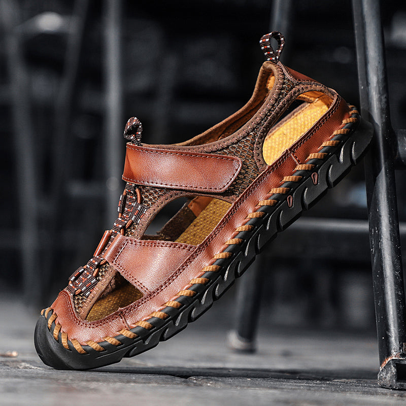 🔥On This Week Sale 70% OFF🔥Mens Casual Comfy Leather Slip On Sandals, Comfy Orthopedic Walking Shoes