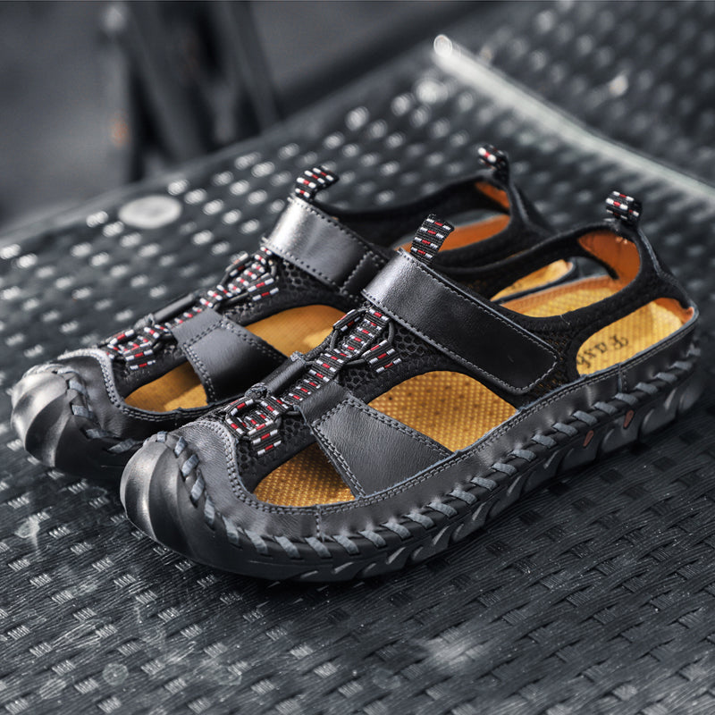 🔥On This Week Sale 70% OFF🔥Mens Casual Comfy Leather Slip On Sandals, Comfy Orthopedic Walking Shoes