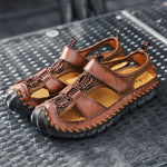 🔥On This Week Sale 70% OFF🔥Mens Casual Comfy Leather Slip On Sandals, Comfy Orthopedic Walking Shoes