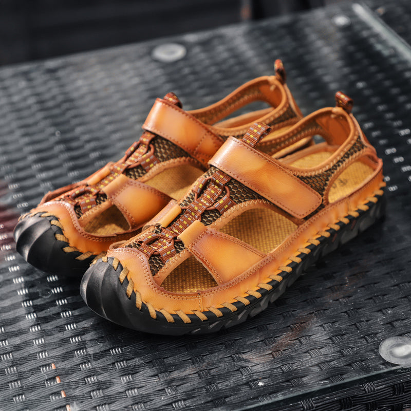 🔥On This Week Sale 70% OFF🔥Mens Casual Comfy Leather Slip On Sandals, Comfy Orthopedic Walking Shoes