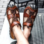 🔥On This Week Sale 70% OFF🔥Mens Casual Comfy Leather Slip On Sandals, Comfy Orthopedic Walking Shoes